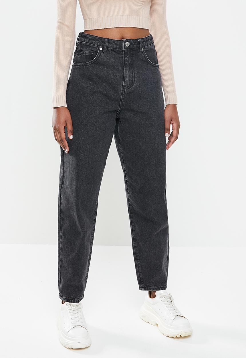 Missguided - Super wide leg tapered jean - black