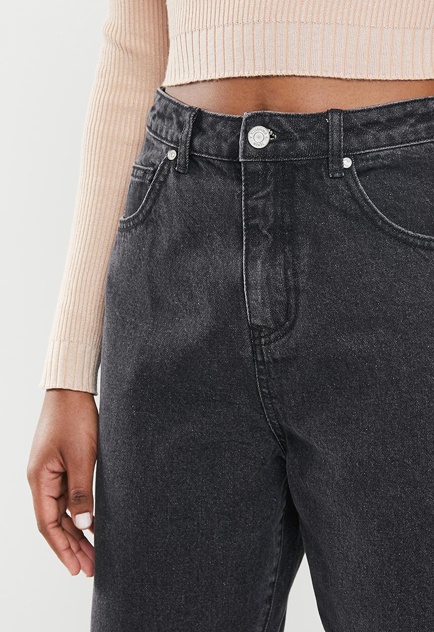 Missguided - Super wide leg tapered jean - black