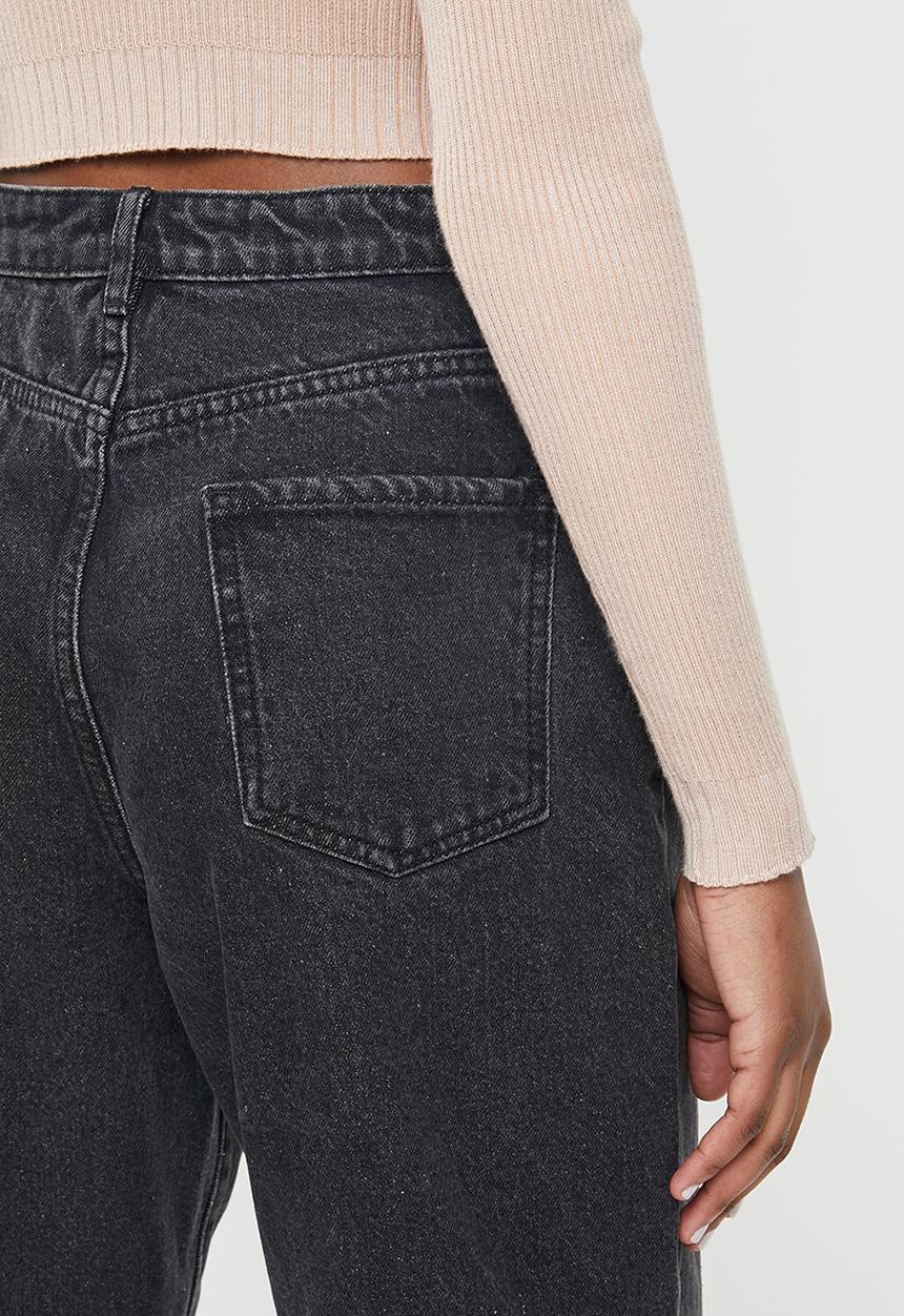 Missguided - Super wide leg tapered jean - black