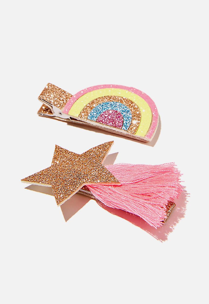 Cotton On - Hair clip  - goldy star rainbow - multi 