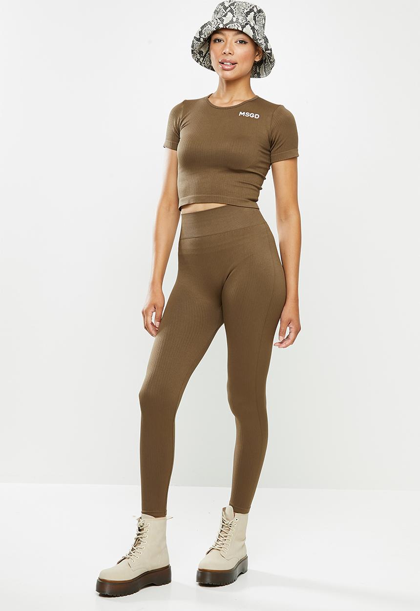 Missguided - Seamless rib legging - taupe
