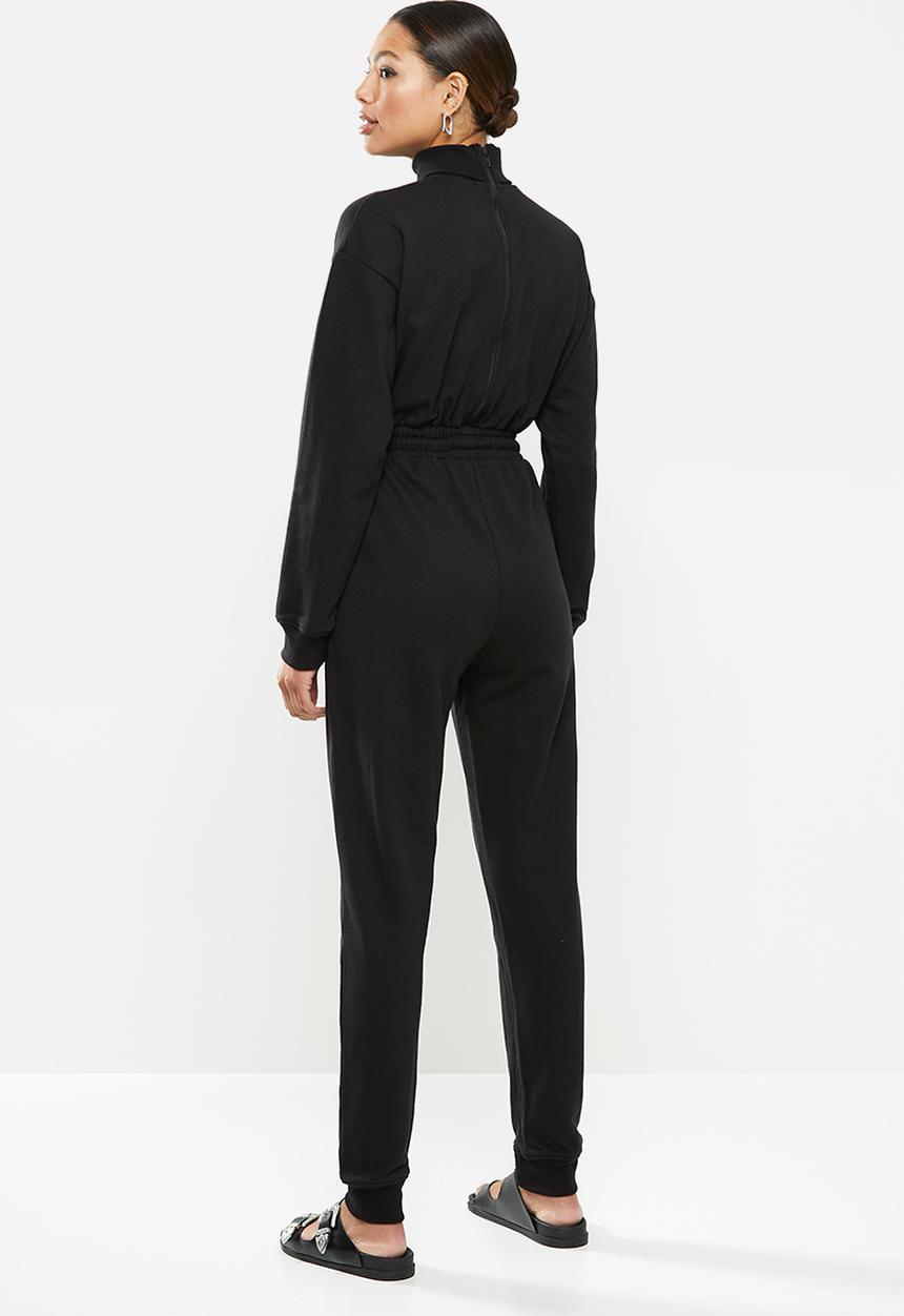 Missguided - Roll neck drop shoulder jumpsuit - black
