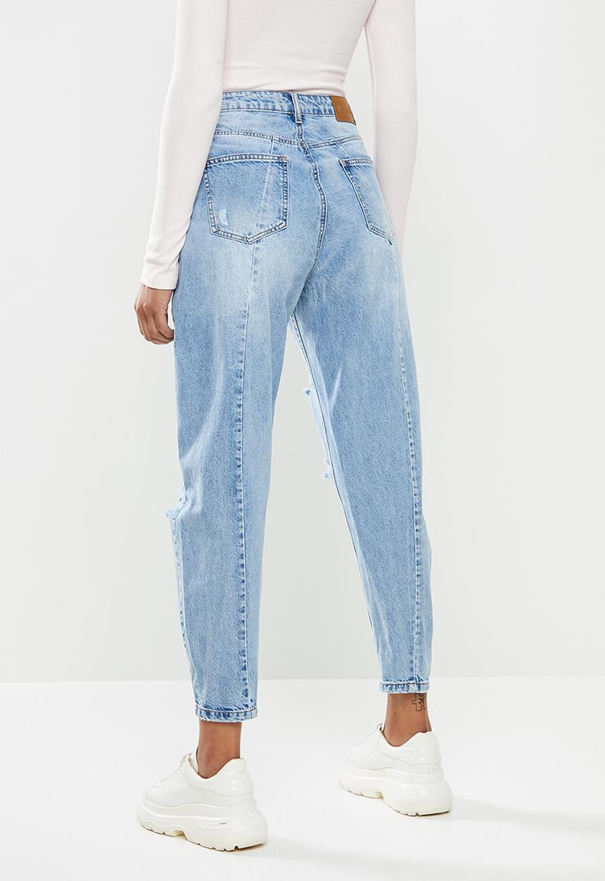 Missguided - Distressed tapered leg jean - blue