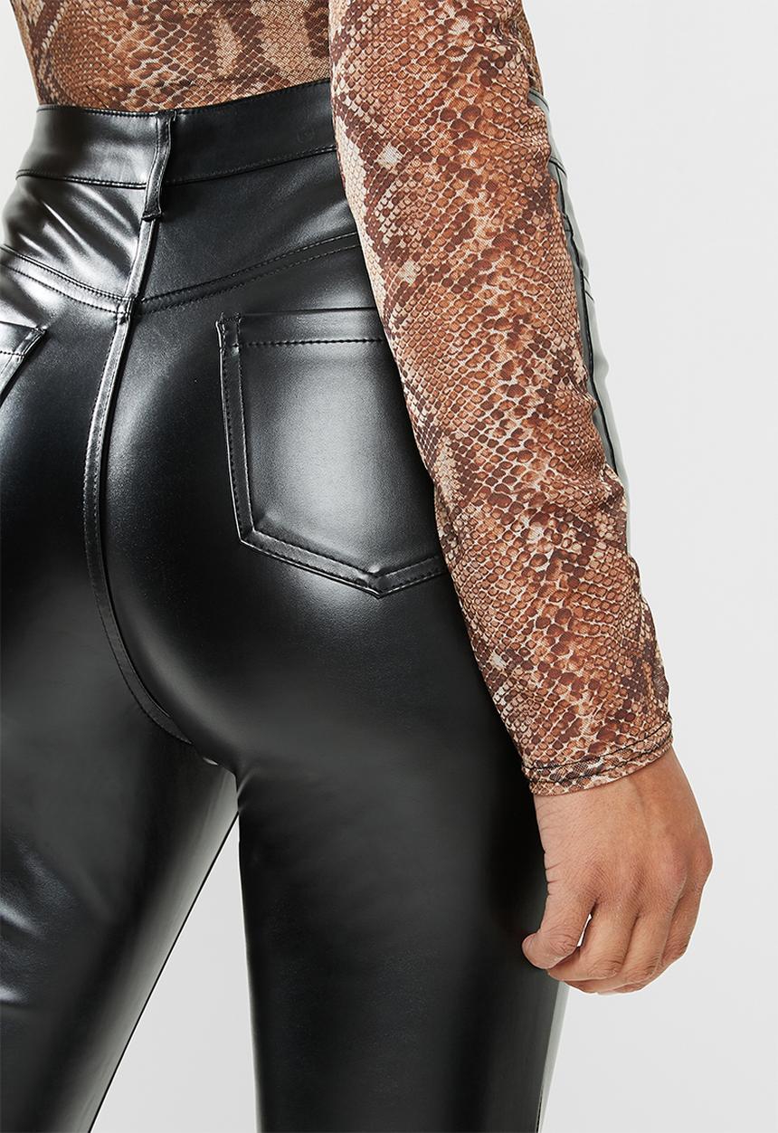 Missguided - Faux leather trouser - black