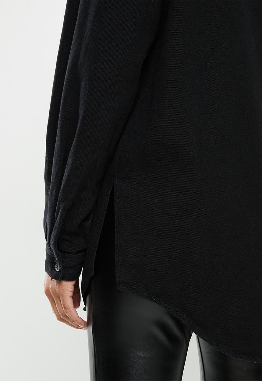 Missguided - Boyfriend fit oversized denim shirt - black
