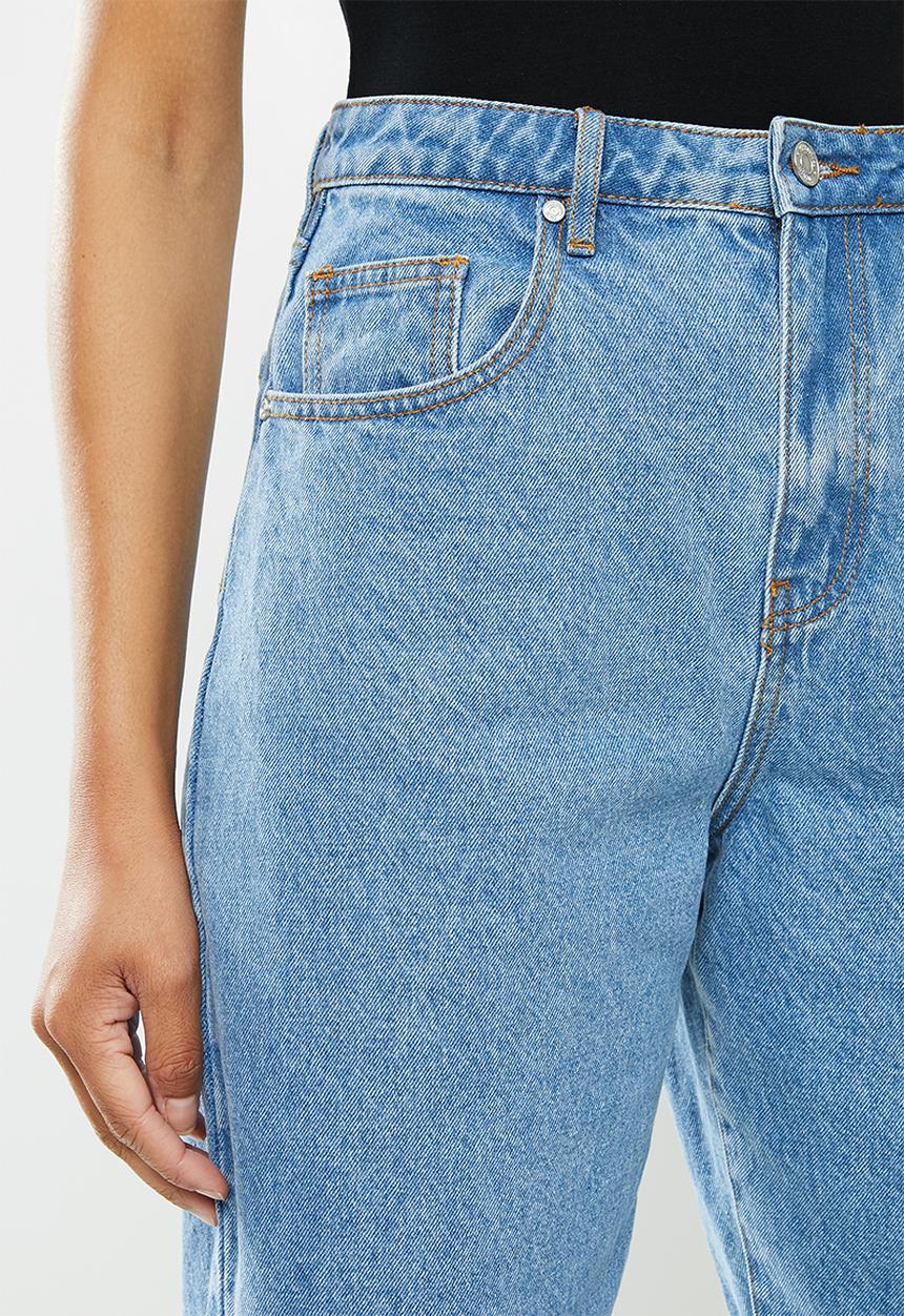 Missguided - Super wide leg tapered jeans - blue