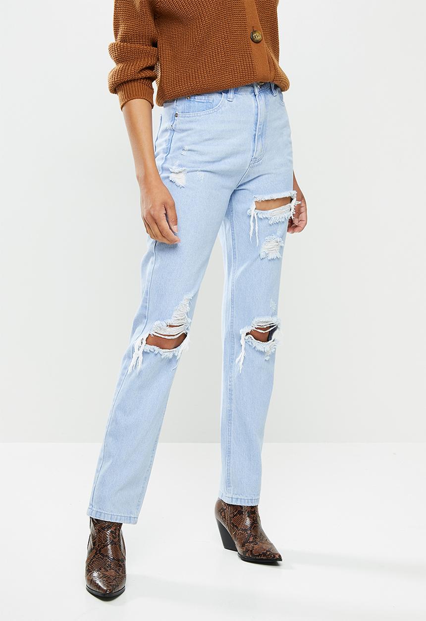 Missguided - Wrath long length distressed jean - blue