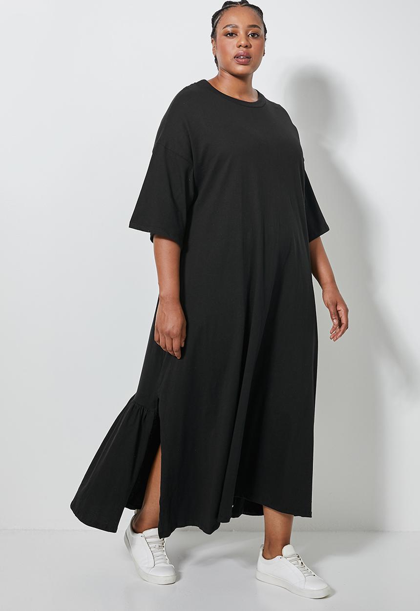 Superbalist - Tiered T-shirt dress - black