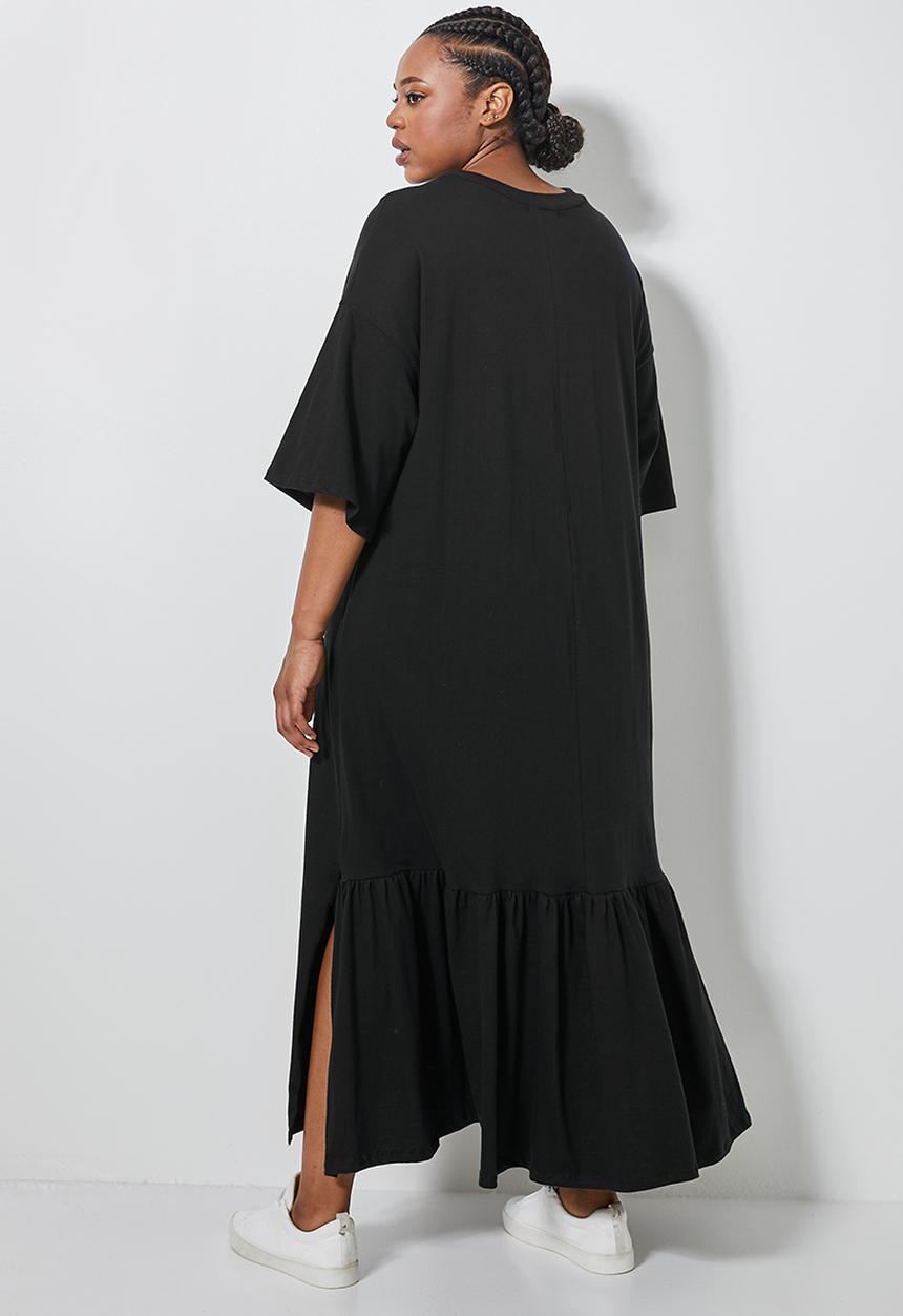 Superbalist - Tiered T-shirt dress - black