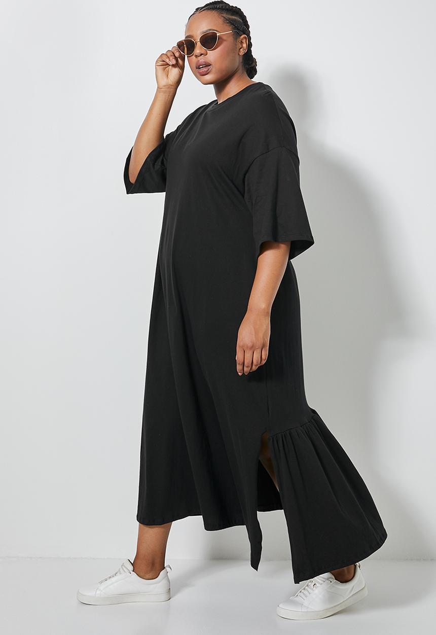 Superbalist - Tiered T-shirt dress - black