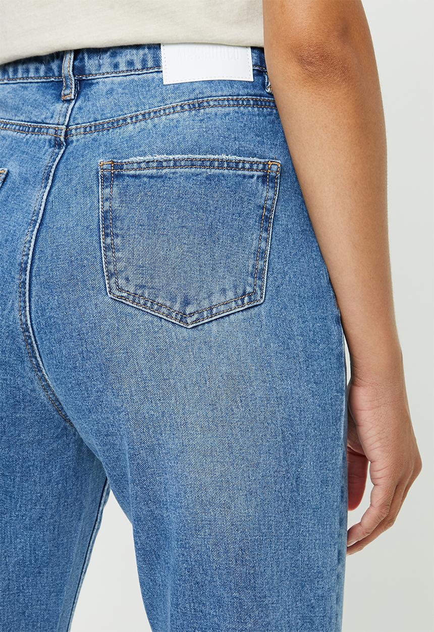 Missguided - Slim striaght thigh slash jean - blue