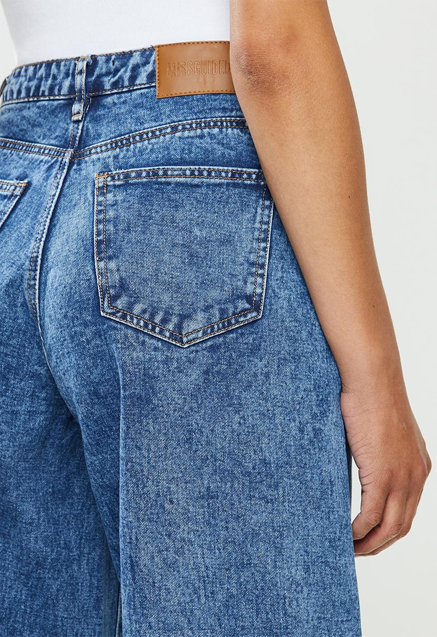 Missguided - Asymmetric waistband boyfriend jean - blue