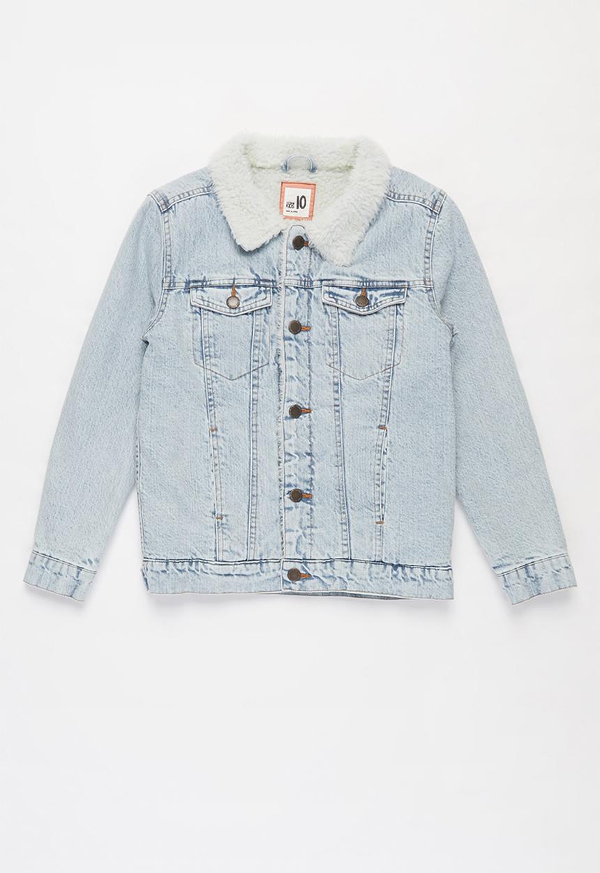 Free by Cotton On - Boys jessie dnm sherpa jacket - blue