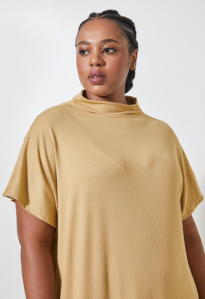 Superbalist - Rib midi tee dress - beige 