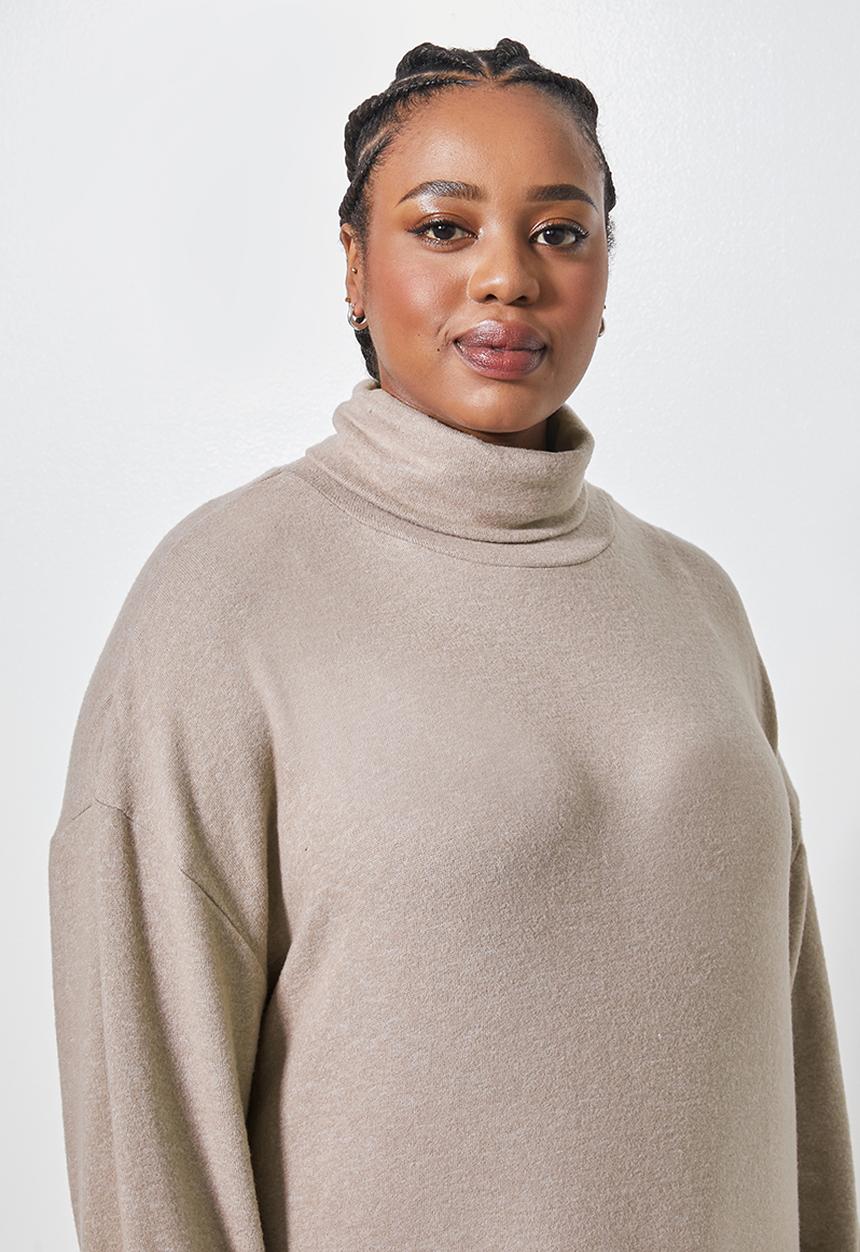 Superbalist - Dolman sleeve soft touch dress - taupe melange