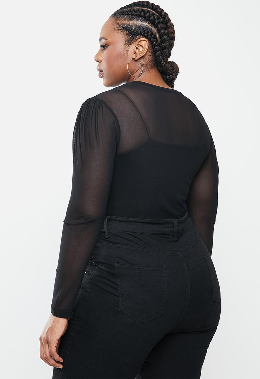 Blake - Mesh long sleeve top - black