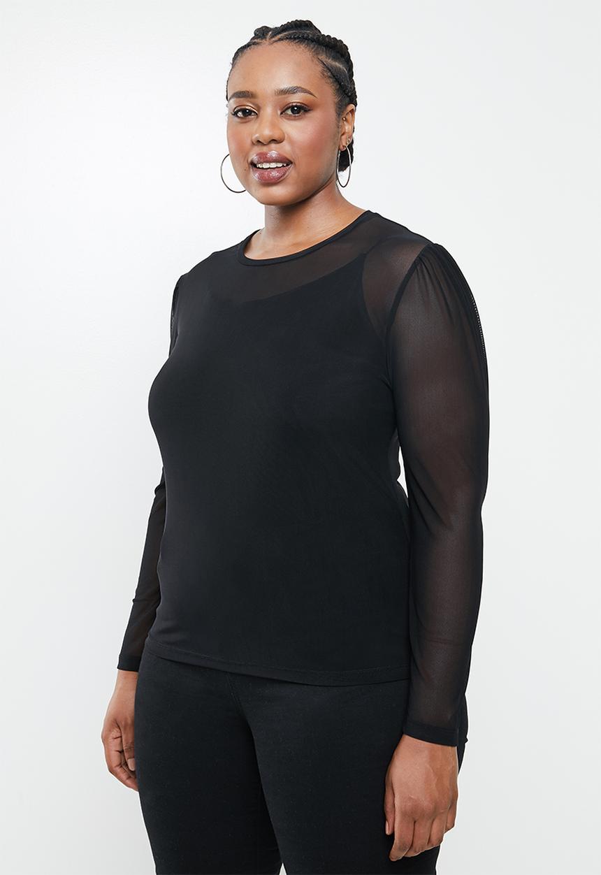 Blake - Mesh long sleeve top - black
