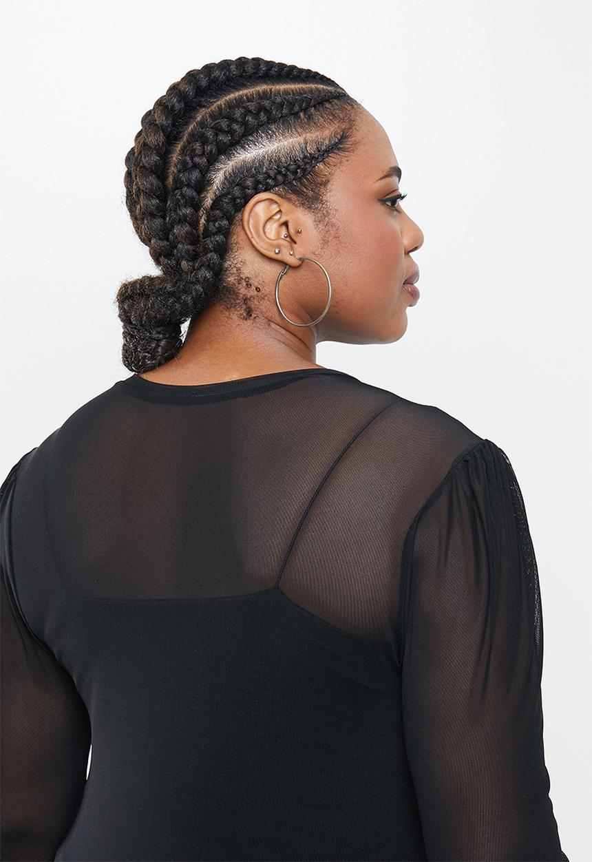 Blake - Mesh long sleeve top - black