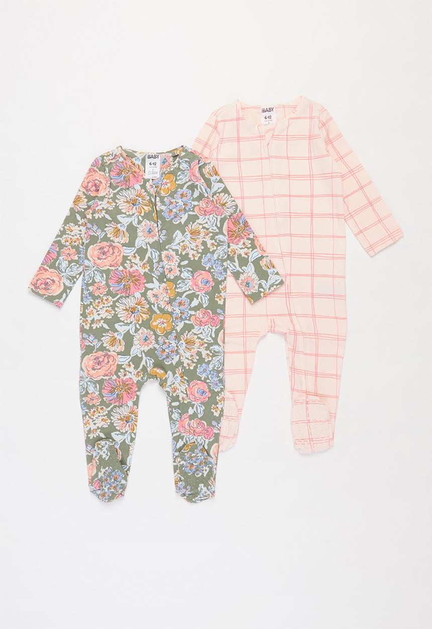 Cotton On - 2 Pack long sleeve zip romper - multi