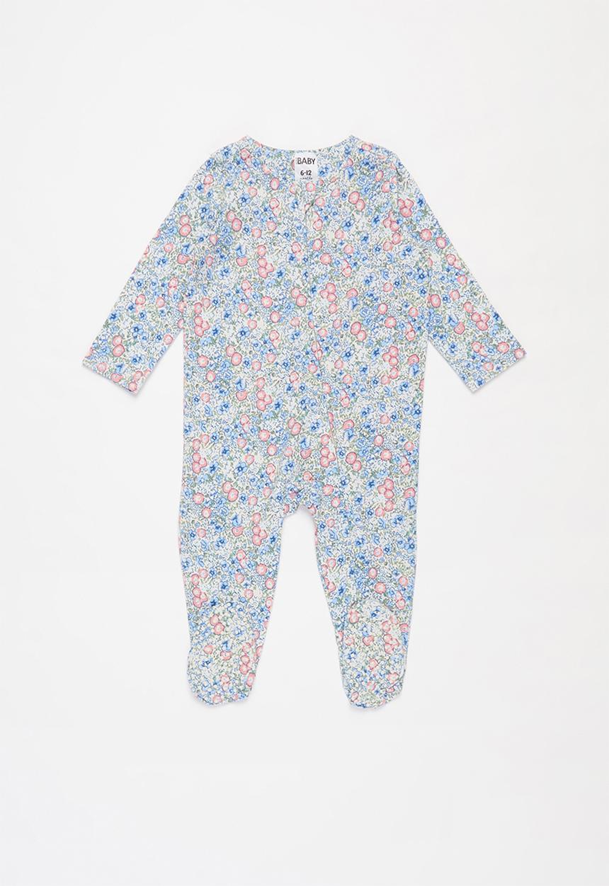Cotton On - 2 Pack long sleeve zip romper - blue & pink