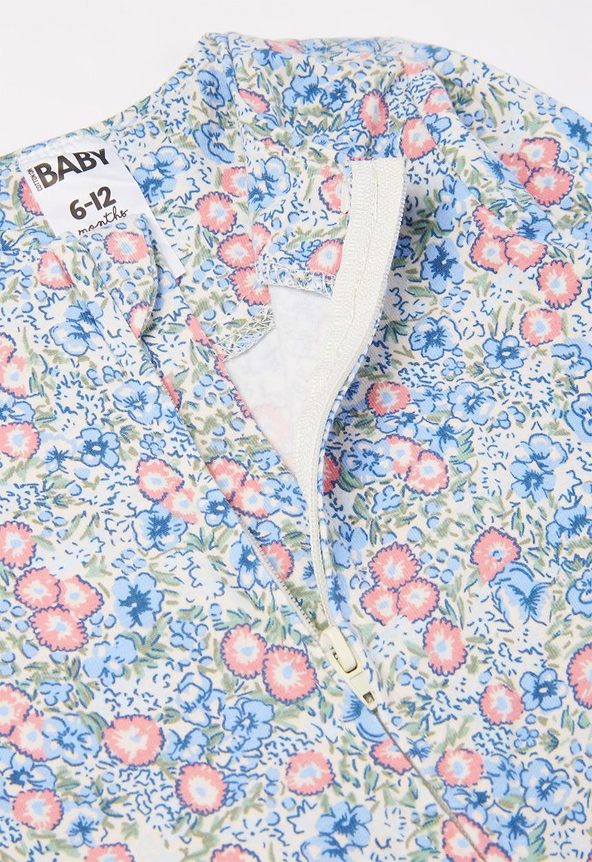 Cotton On - 2 Pack long sleeve zip romper - blue & pink