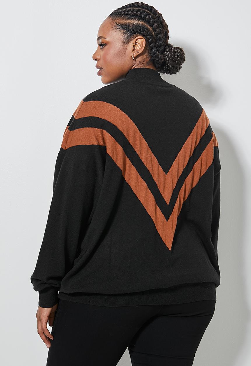 Superbalist - Plus chevron jumper - black & rust