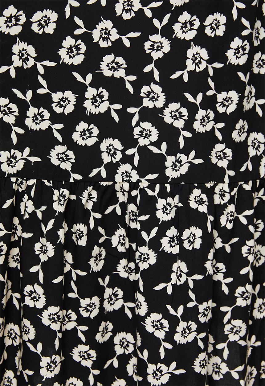 Blake - Printed collared tiered midi dress - black 