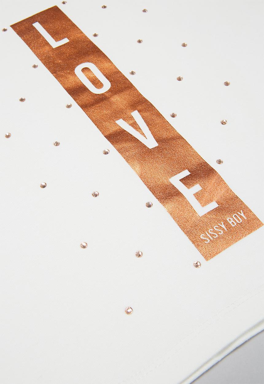 SISSY BOY - Love' foil logo top, loosely fitted - off white