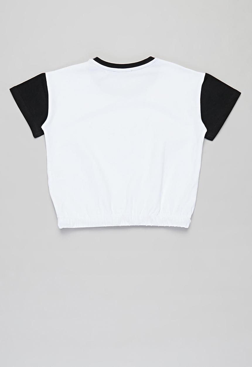 SISSY BOY - Duo-tone round neck crop top - black & white 
