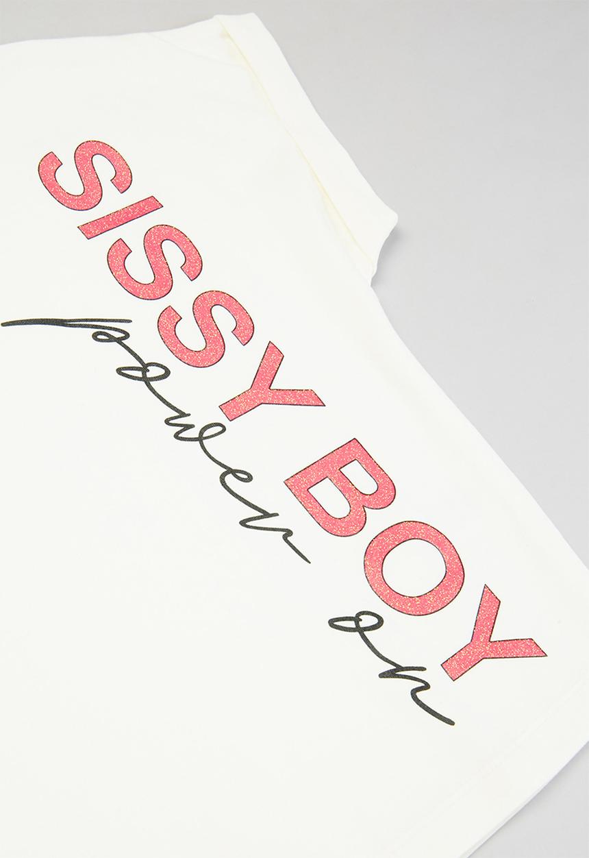SISSY BOY - Sporty loose top with glitter logo - off white
