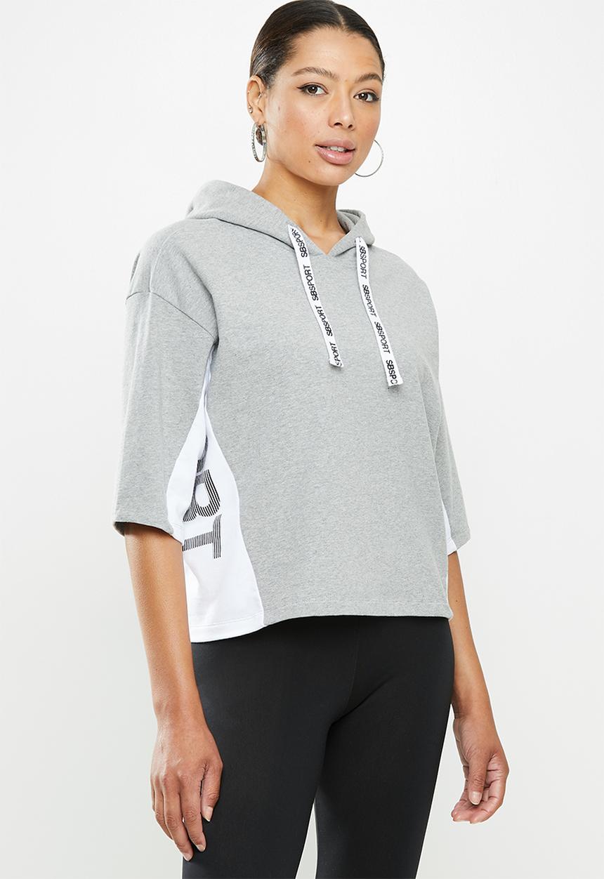 SISSY BOY - Crop hoodie with short sleeves - grey 