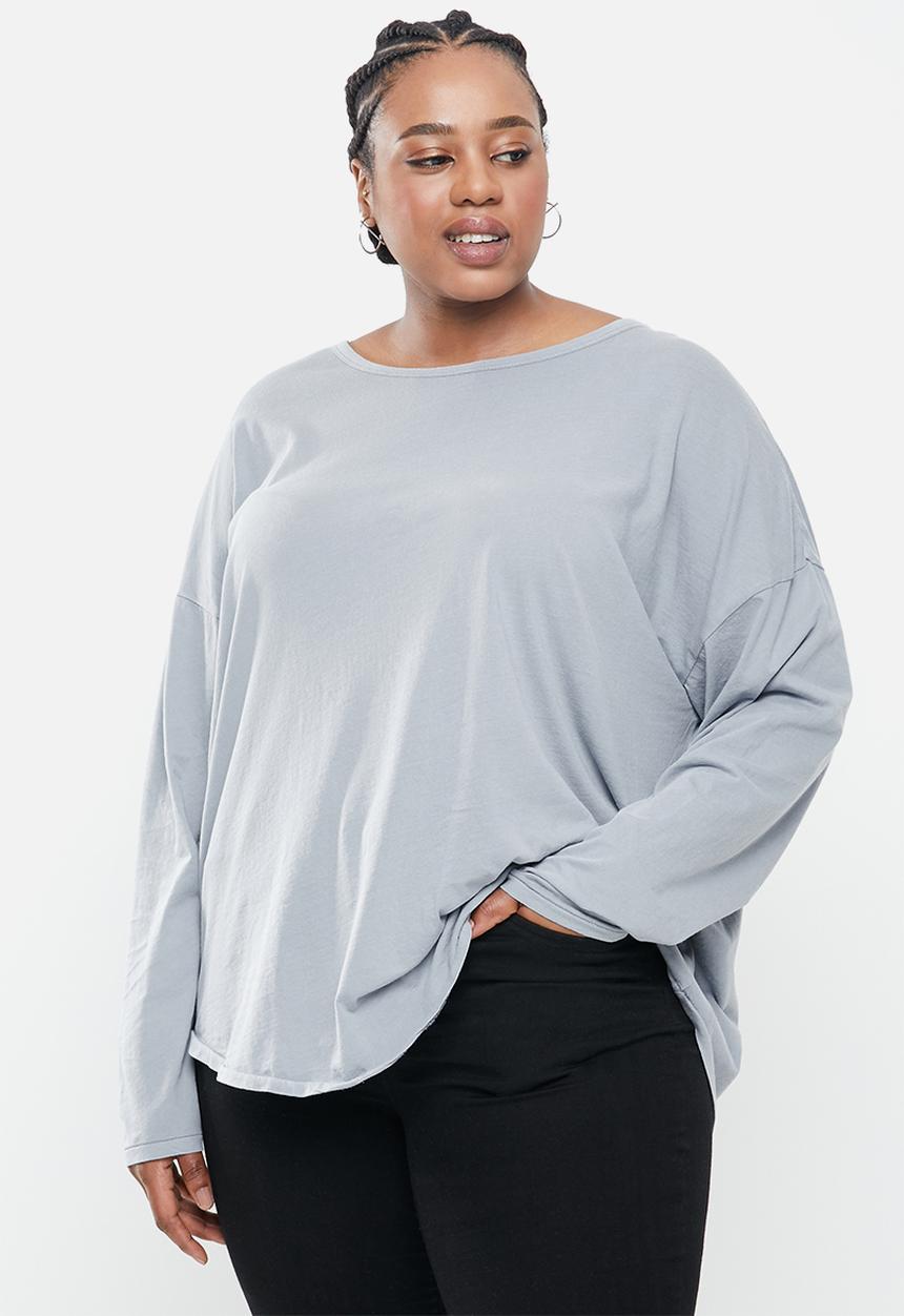 Cotton On - Curve Kyle oversized long sleeve top - grey 