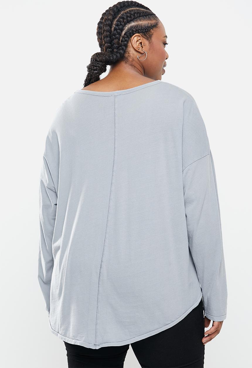 Cotton On - Curve Kyle oversized long sleeve top - grey 