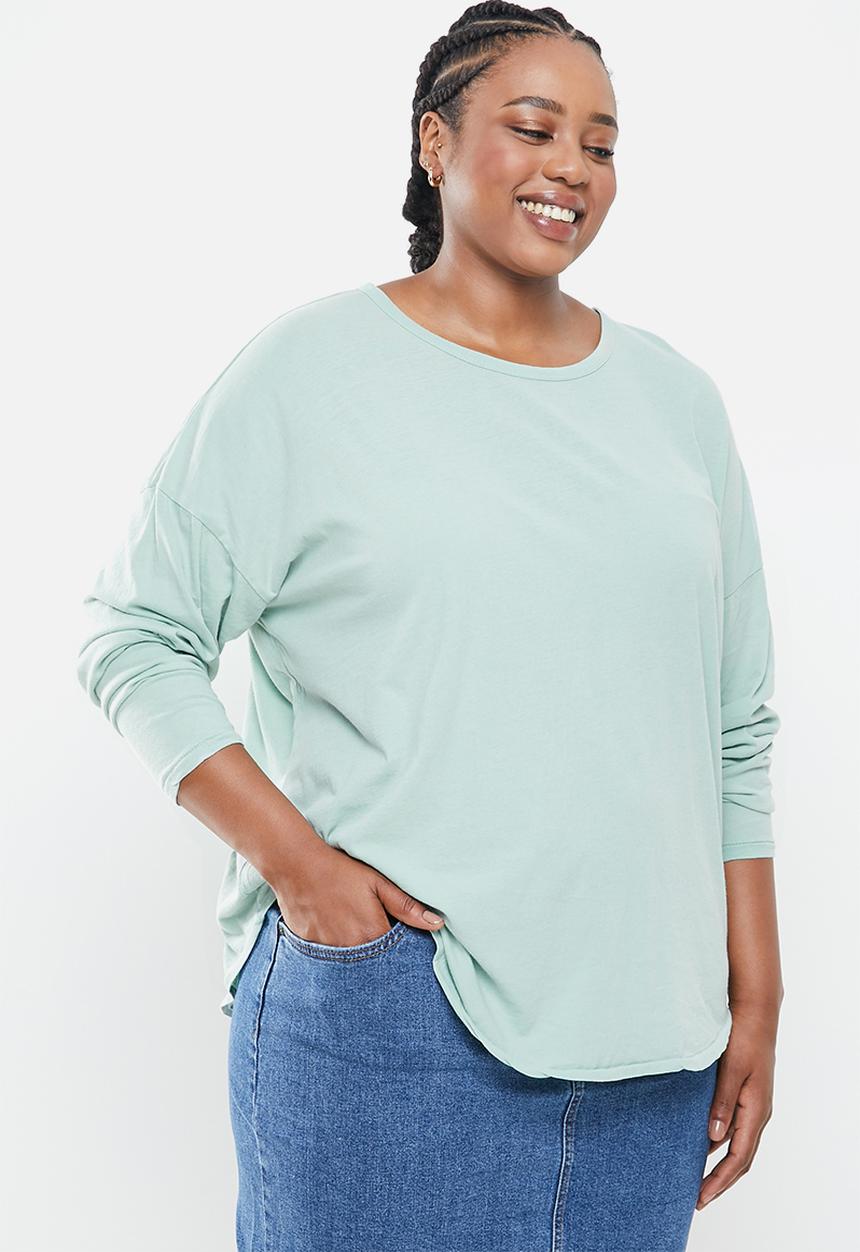 Cotton On - Curve Kyle oversized long sleeve top - sage 