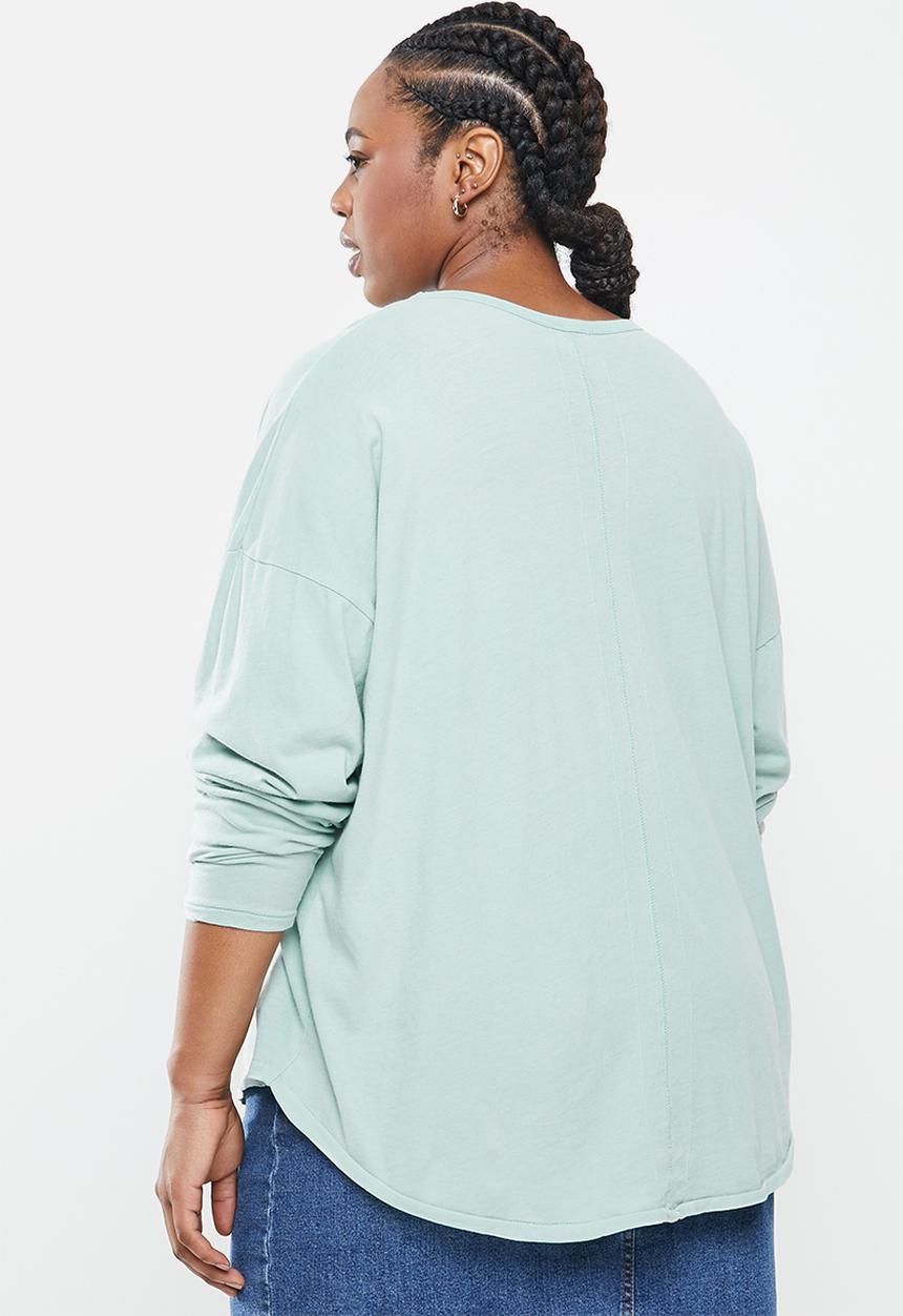 Cotton On - Curve Kyle oversized long sleeve top - sage 