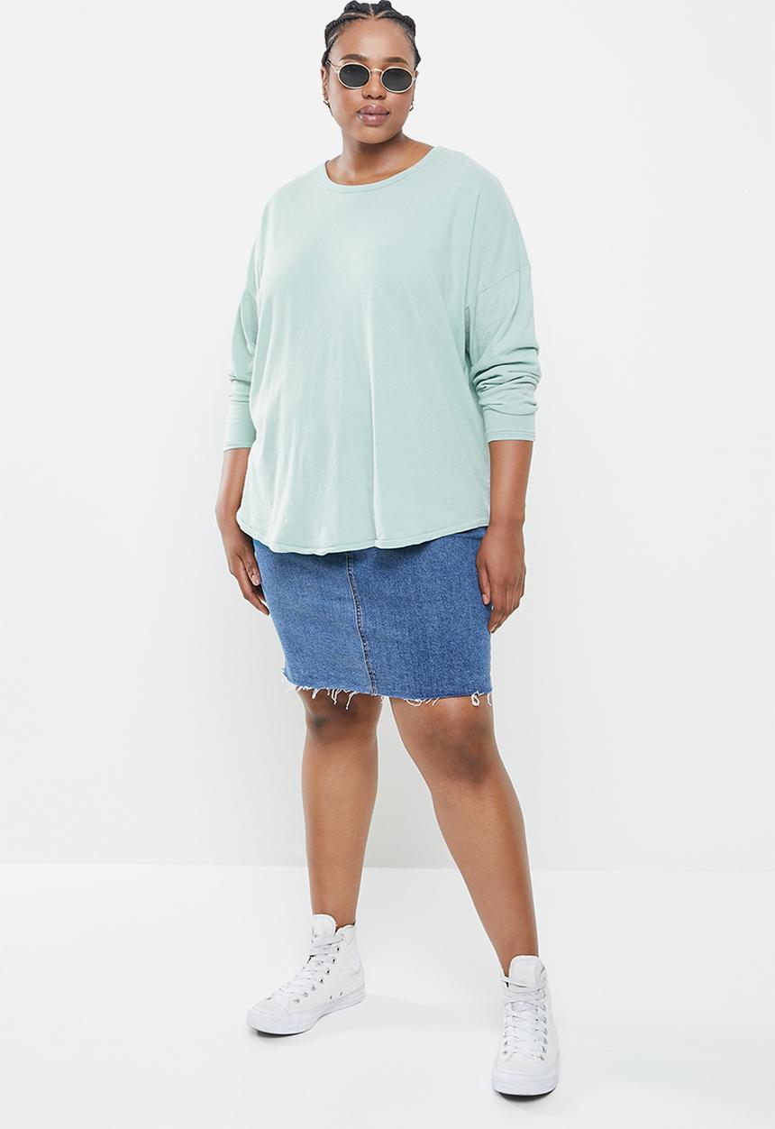 Cotton On - Curve Kyle oversized long sleeve top - sage 