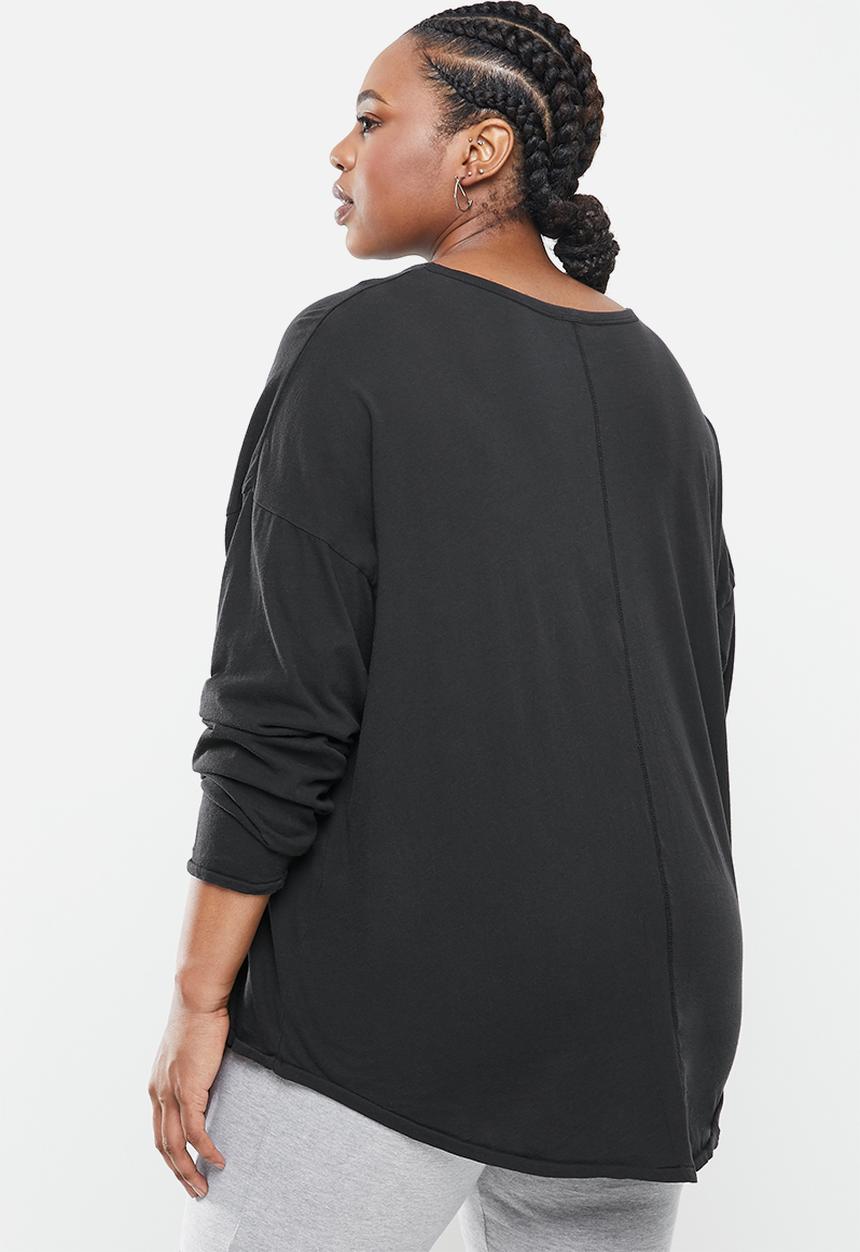 Cotton On - Curve Kyle oversized long sleeve top - washed black