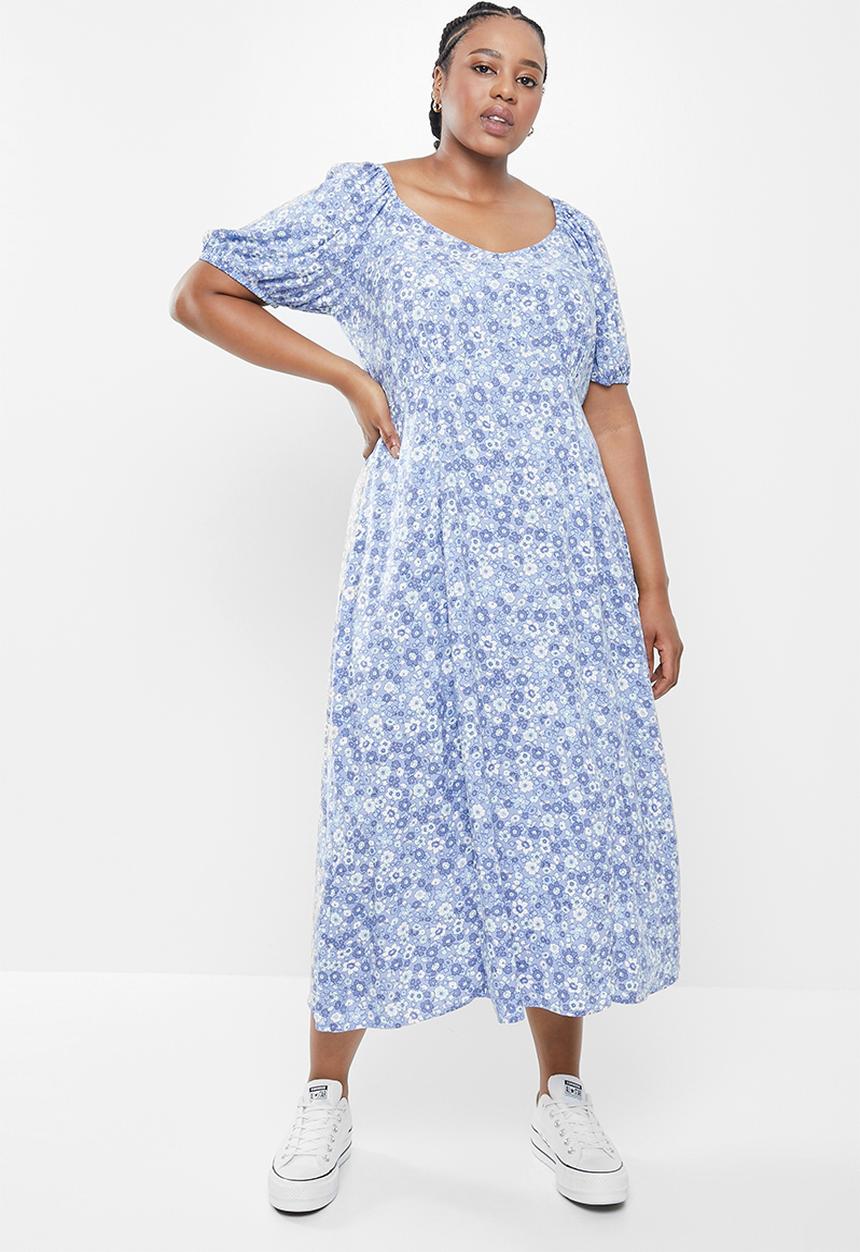 Cotton On - Curve Mary midi dress - blue