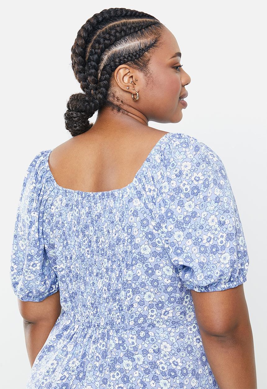Cotton On - Curve Mary midi dress - blue