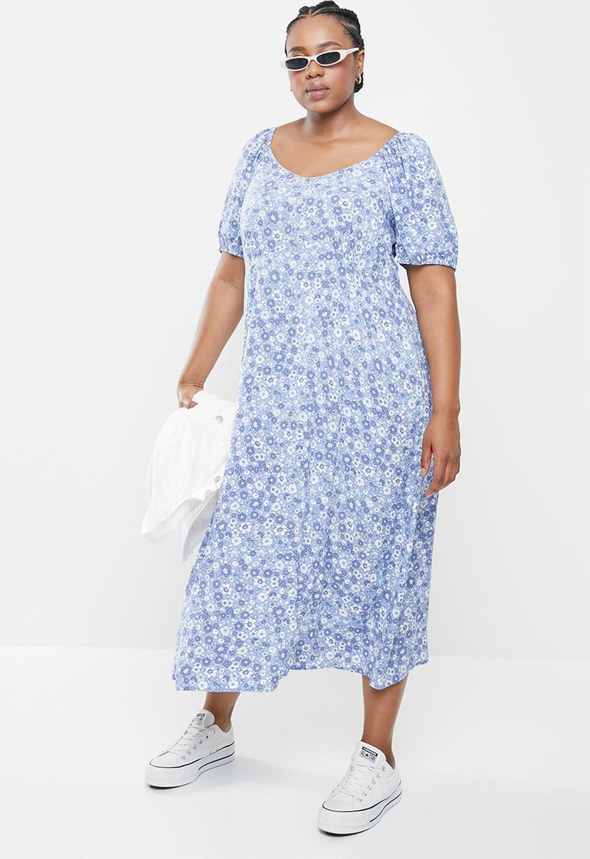 Cotton On - Curve Mary midi dress - blue
