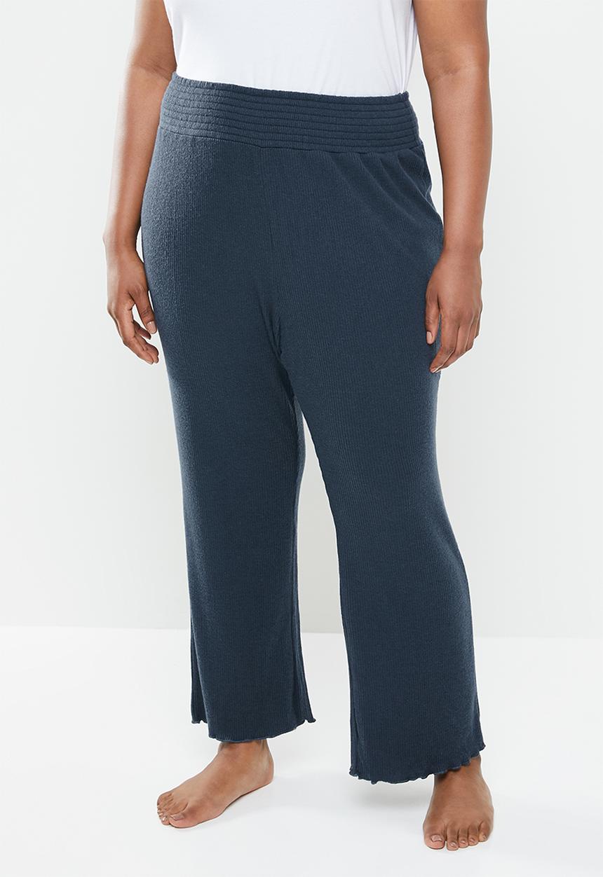 Cotton On - Curve super soft rib lounge pant - navy 