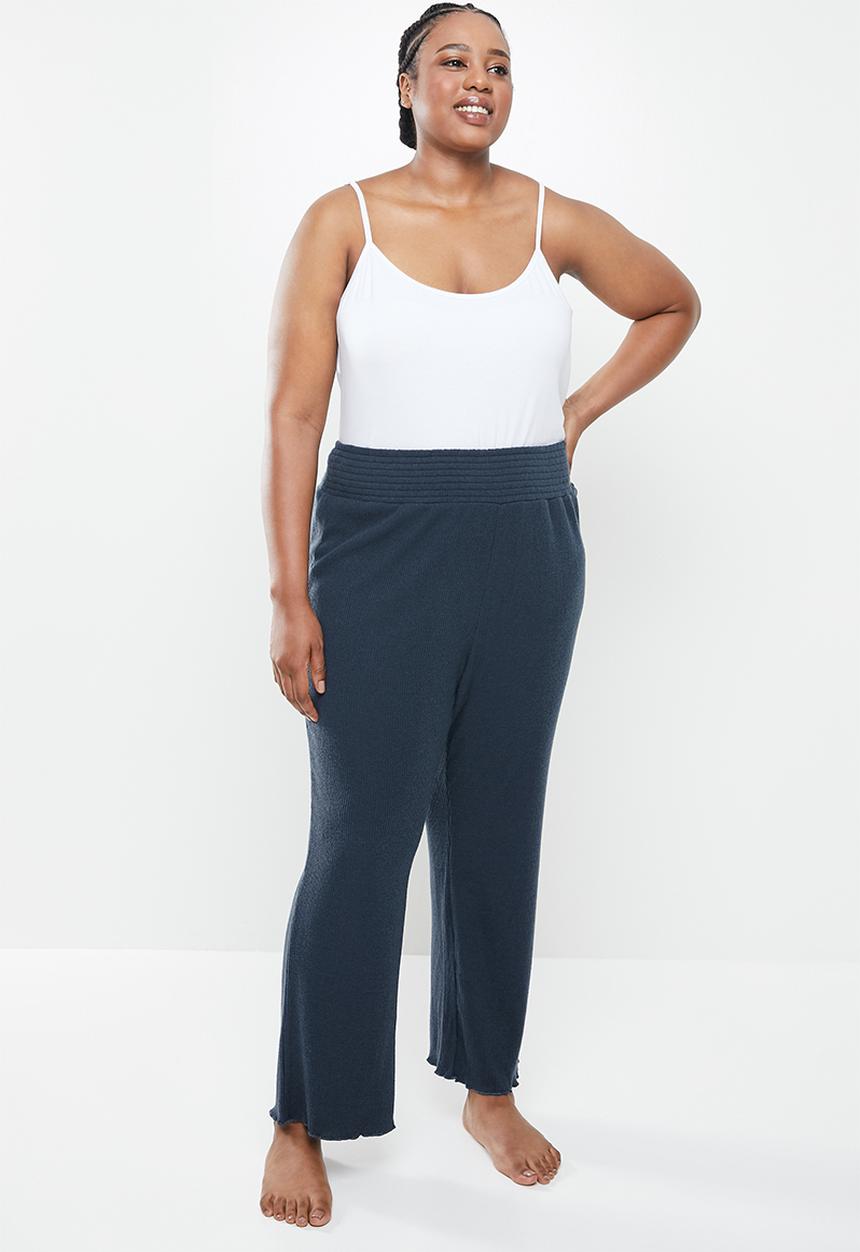 Cotton On - Curve super soft rib lounge pant - navy 