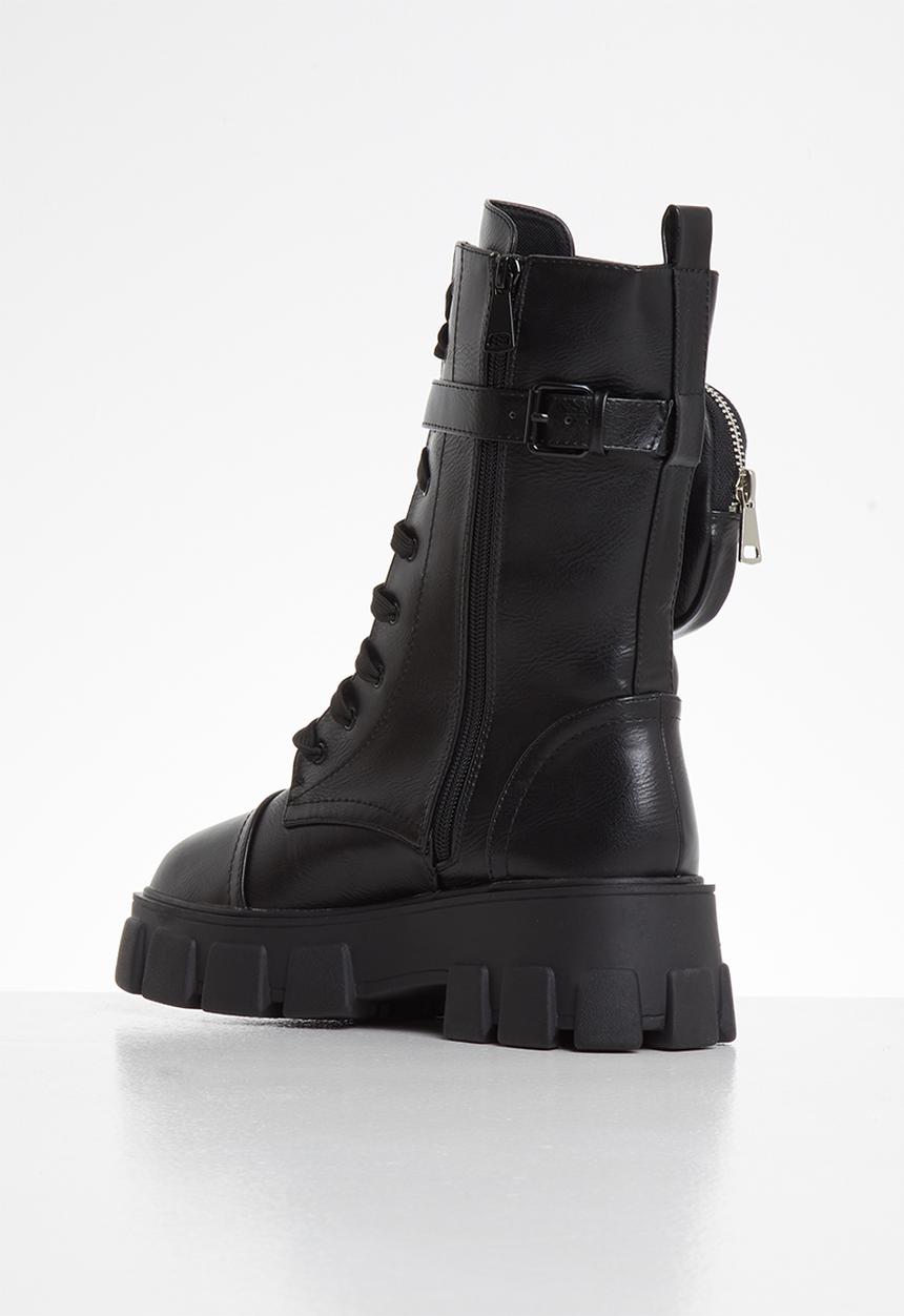 Public Desire - Intention chunky sole pouch ankle boot - black