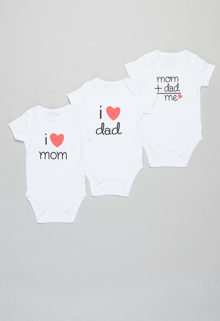 Pop Candy - 3 pack printed bodyvests - white