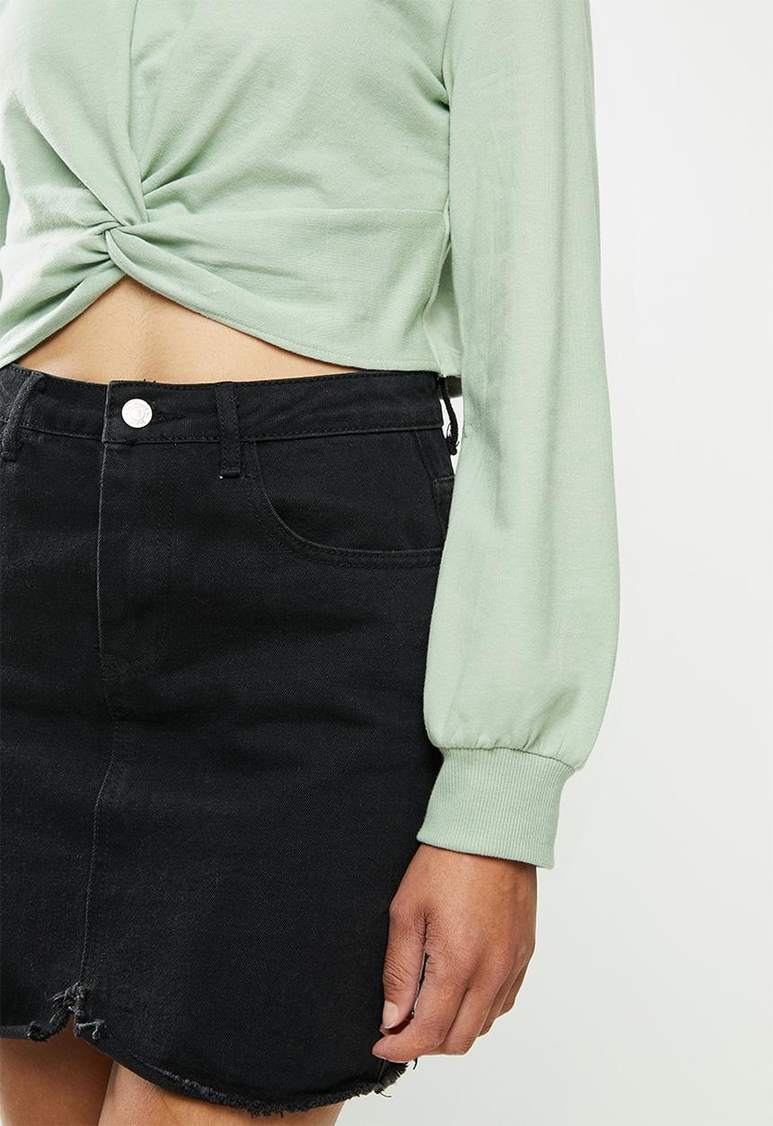 Blake - Fleece knot front cropped sweater - green 