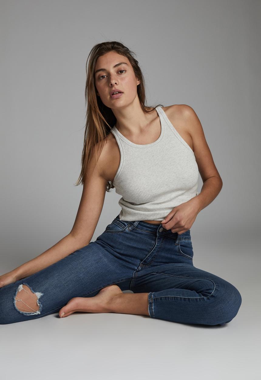 Cotton On - Mid rise cropped skinny jean - blue 