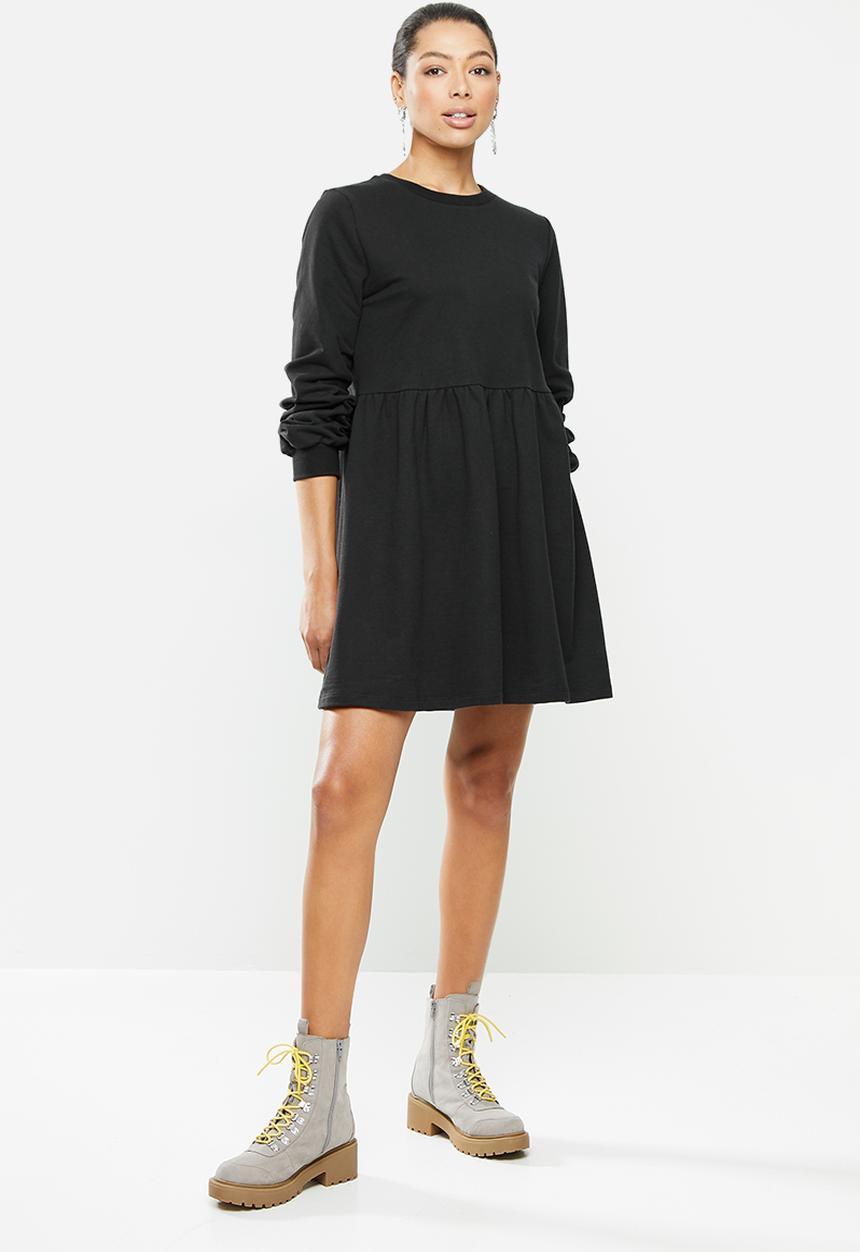 Blake - Fleece babydoll mini dress - black 