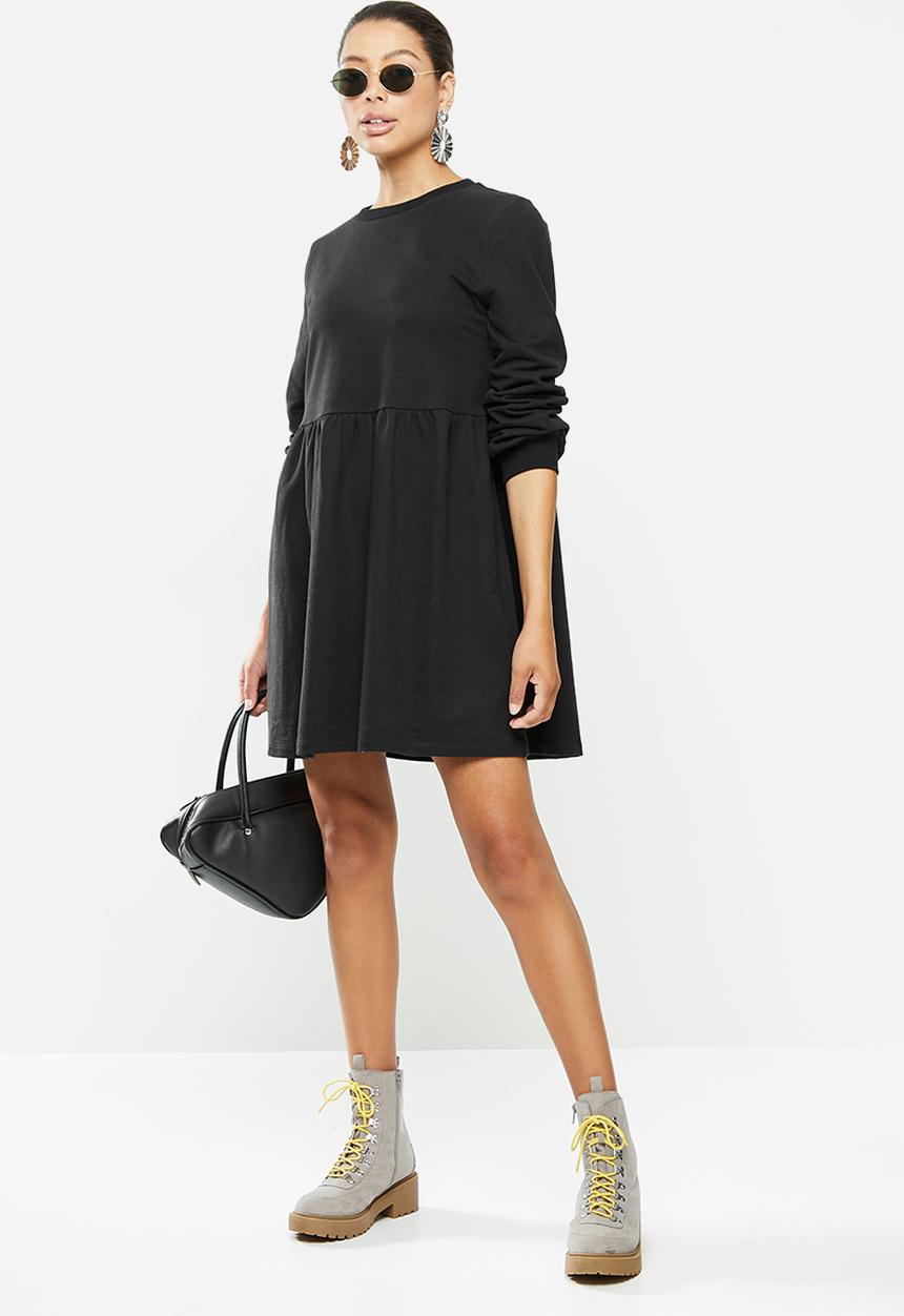 Blake - Fleece babydoll mini dress - black 
