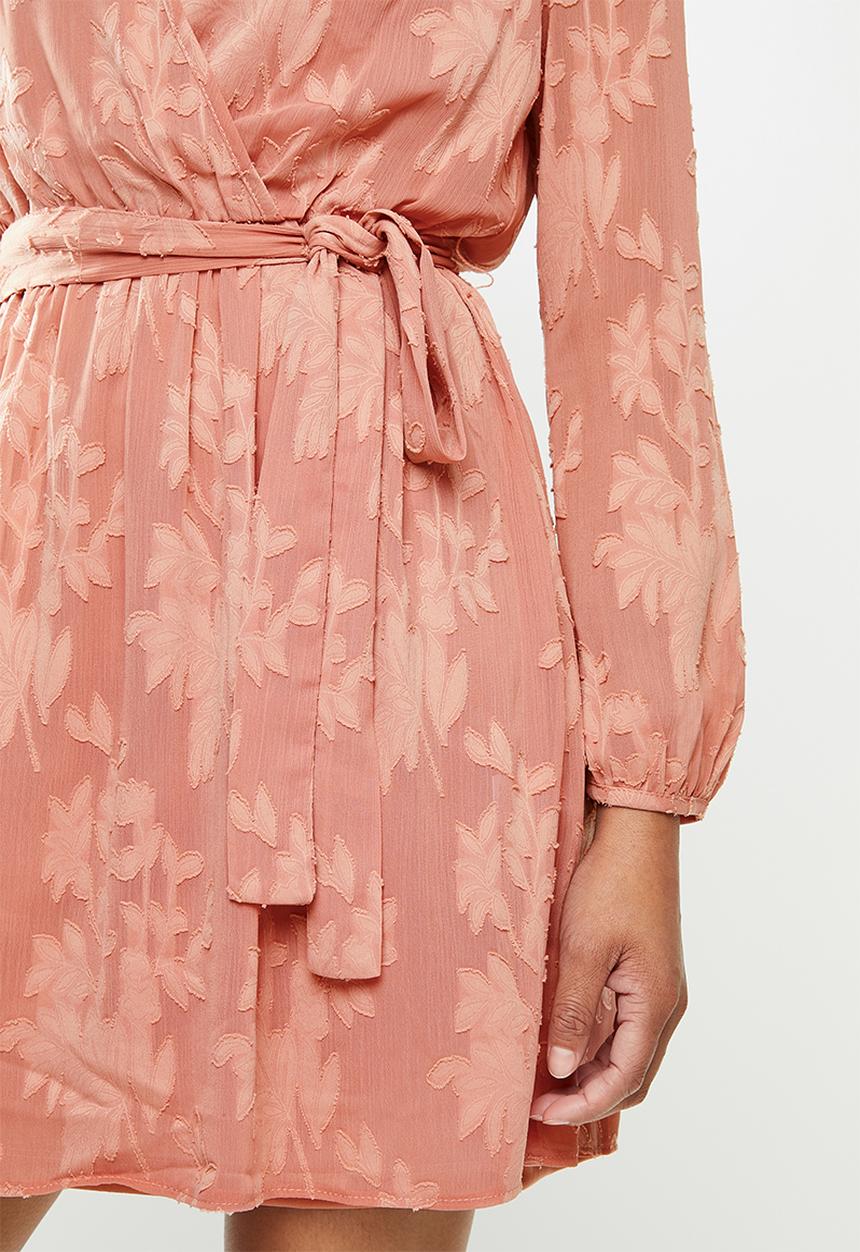 MILLA - Burnout chiffon wrap tea dress - desert rose