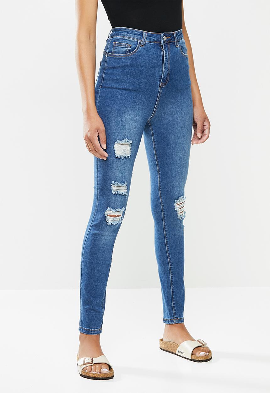 Missguided - Assets distress sinner skinny jean - blue